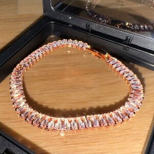 Rose Gold Crystal Tennis Bracelet - Elegant Women’s Jewelry New Beautiful